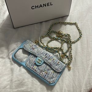 Chanel IPhone 14 pro max case (Blue)